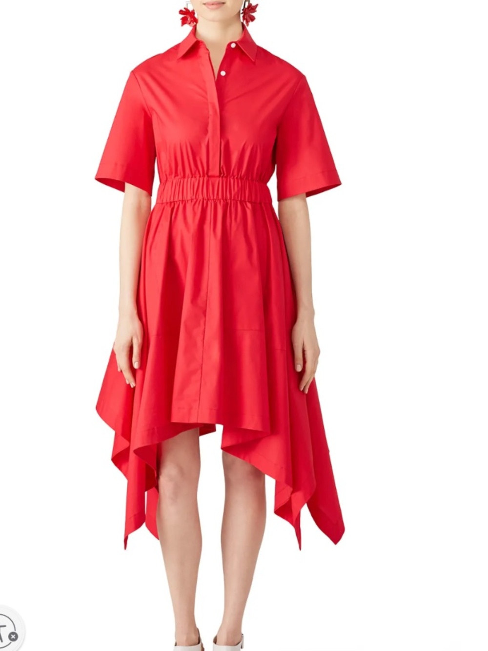 Petersyn Cali Dress | Red Button Front Shirtdress | Feminine Designer M